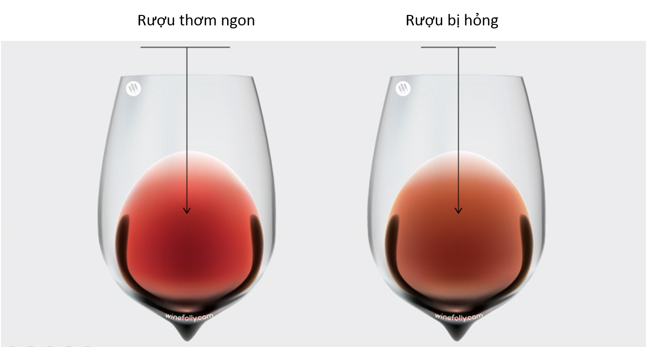 Không nên sử dụng rượu vang đã có dấu hiệu bị hỏng